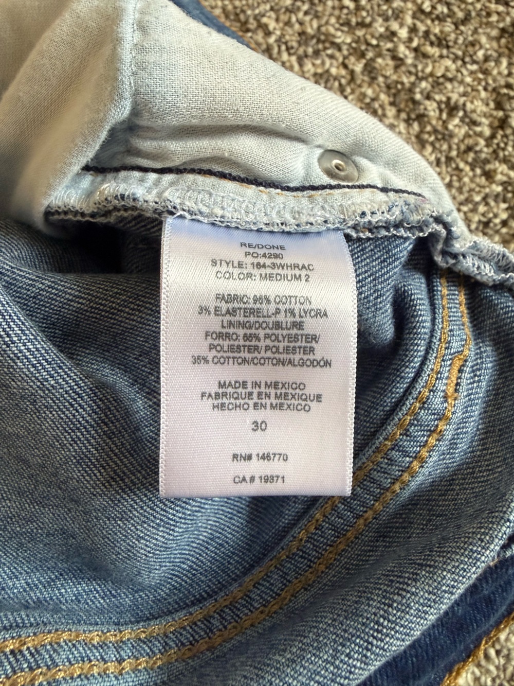 Re/Done High-Rise Straight Leg Jeans in Light Blue Wash - Picture 5 of 5
